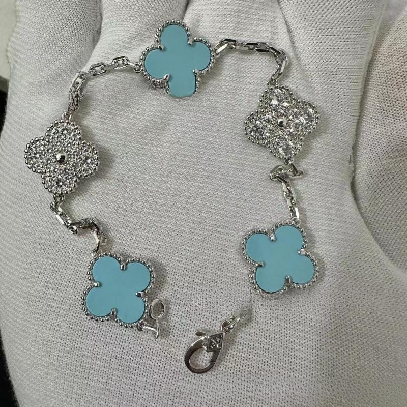 Exquisite Four-leaf Clover Bracelet for Women Five-flower Bracelet Double-sided Natural White Mother-of-pearl and Carnelian Bracelet