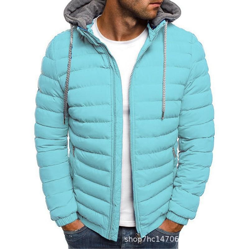 Men Cotton Pad Parka Coat Autumn Winter Male Solid Warm Hooded Zip Up Hoodie Coats BSD-M-05