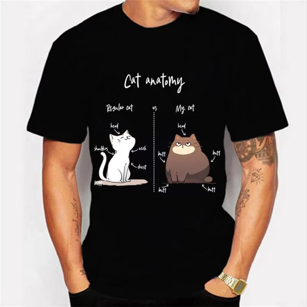 Cat Anatomy Graphic T Shirts Funny Cat Tshirts Short Sleeve Tops Oversize T-shirt Fashion Harajuku T-shirts Men Brand T-shirt