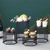 Golden Cylinder Wrought Iron Buffet Fruit Dish Stand Dessert Display Shelf Dim Sum Frame Cake Rack Wedding Birthday Party Decor