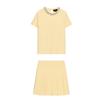 Jewelry Round Neck Short Sleeve Knitting Tops 5755039 Wide Pleated High Waist A- Line Knitting Short Skirt 5755040