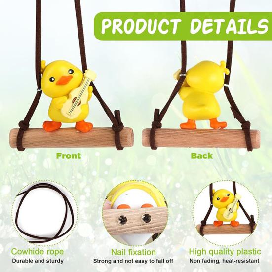 Yousheng Swing Duck Pendant Car Rearview Mirror Ornament Cute Animated Car Interior Decor Plastic Bag Charm Keychain