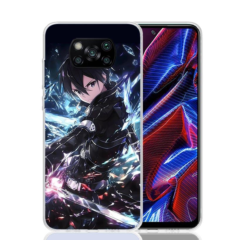 Sword Art Online Kirito Phone Case For Xiaomi Poco X7 X6 X5 Pro F7 Ultra Redmi 15C 15 13 13C 12 12C 10 10A 10C 9 9A 9C 9T Cover