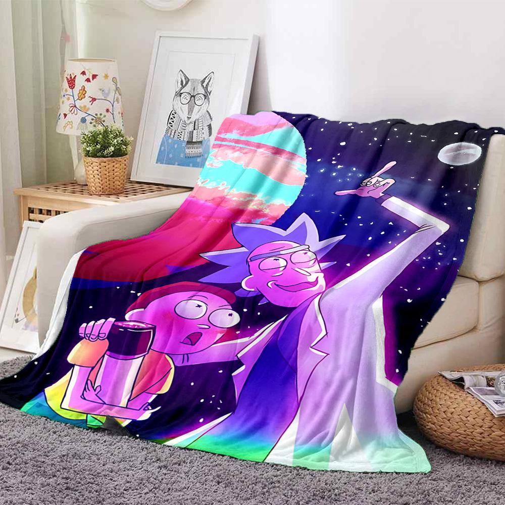 1 szt. Koc Rick i Morty Lekki Flanelowy Kocyk Na Sofę, Łóżko, Podróż, Salon, Biuro, Kanapę, Krzesło I Łóżko