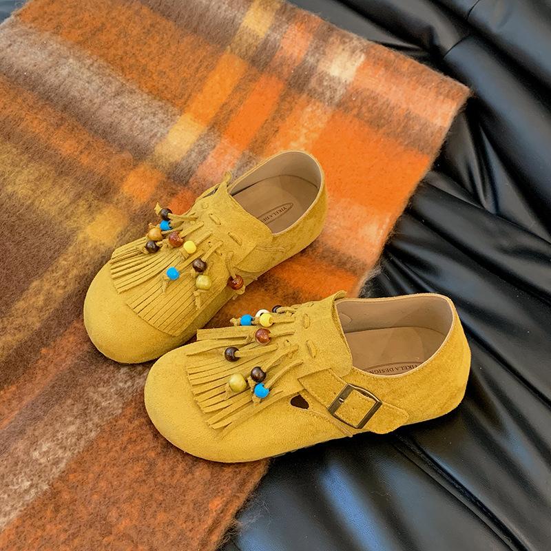 Women's Shoes Autumn New Tassel One-pedal Single Shoes All-inclusive Ugly Cute Doudou Shoes