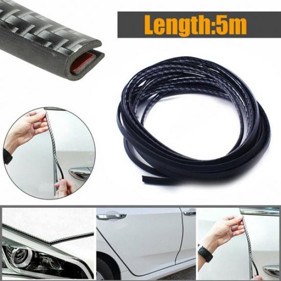 5M Universal Car Door Edge Seal Strip Exterior Cover Carbon Fiber Accessories