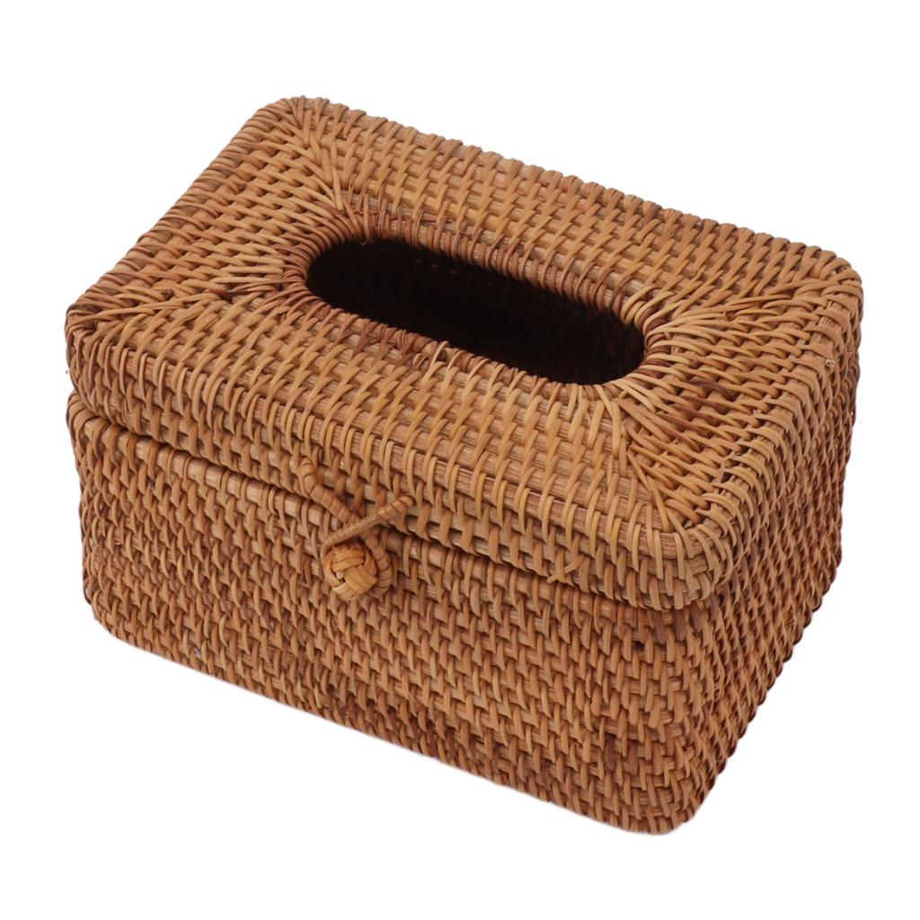 Rectangular Rattan Tissue Box Cover Rattan Woven Tissue Box Holder for Bathroom Organizer Countertop Bedroom Living