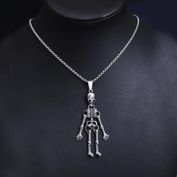 Trendy Gothic Skull Necklace & Earrings Set for Men
