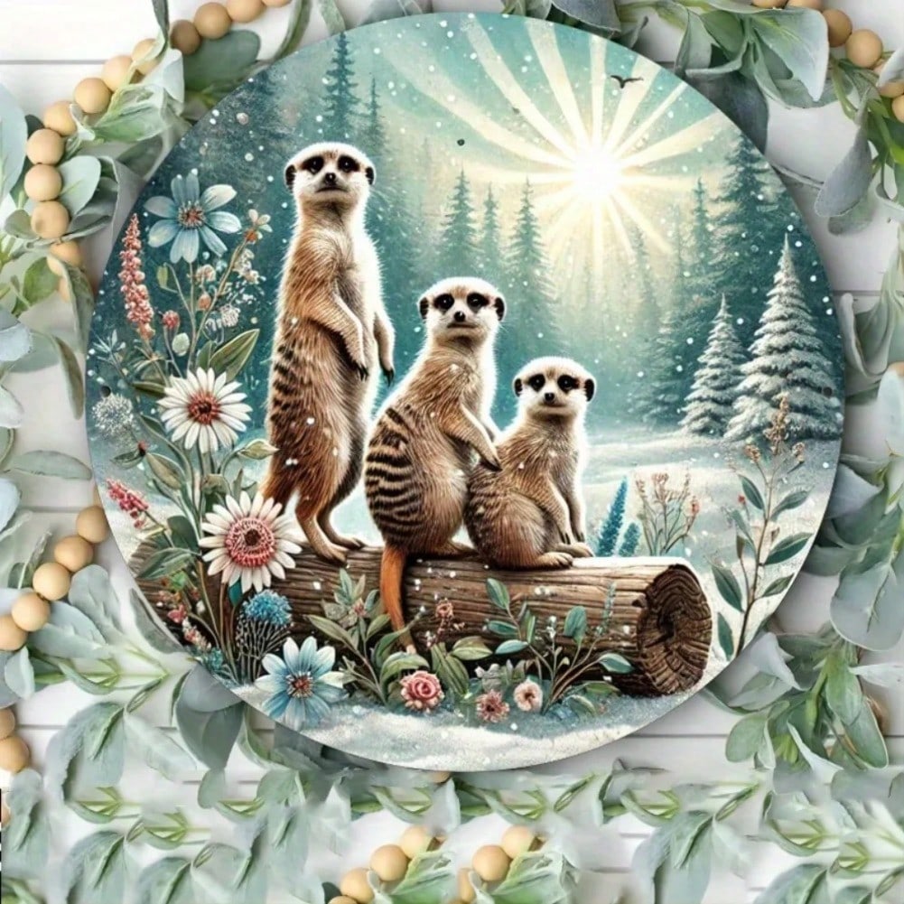 Vintage Metal Wall Art Winter Wildlife Scene Rustic Home Decor TYA37524-20X20CM