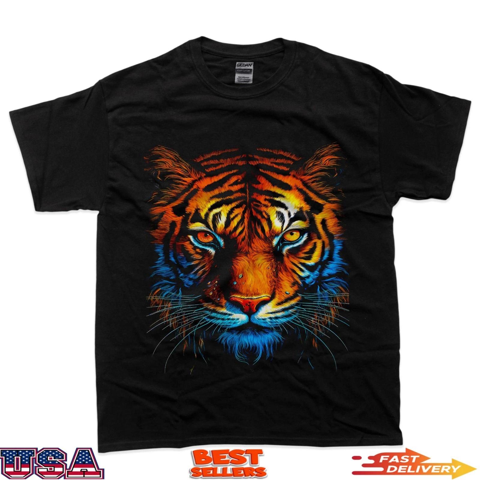 Яркая футболка стритвир с графикой «Свирепый тигр» S