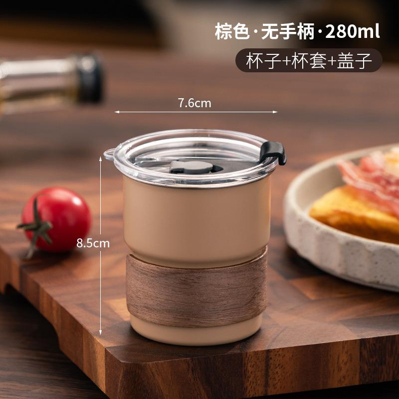 280ML Beer Wine Cups with Lid Stainless Steel Camping Cup Tea Coffee Milk Mug Stackable Picnic Water Cup for Travel Hiking