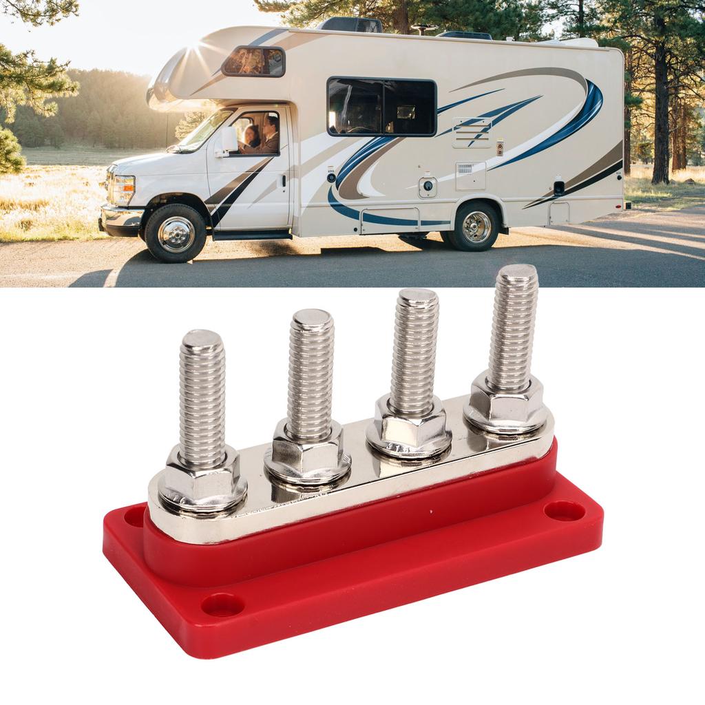 4-biegunowy blok dystrybucji mocy z bolcami 3/8 cala M10 Szyna zbiorcza akumulatora z osłoną 12V do 48V 300A do samochodów, łodzi, kamperów