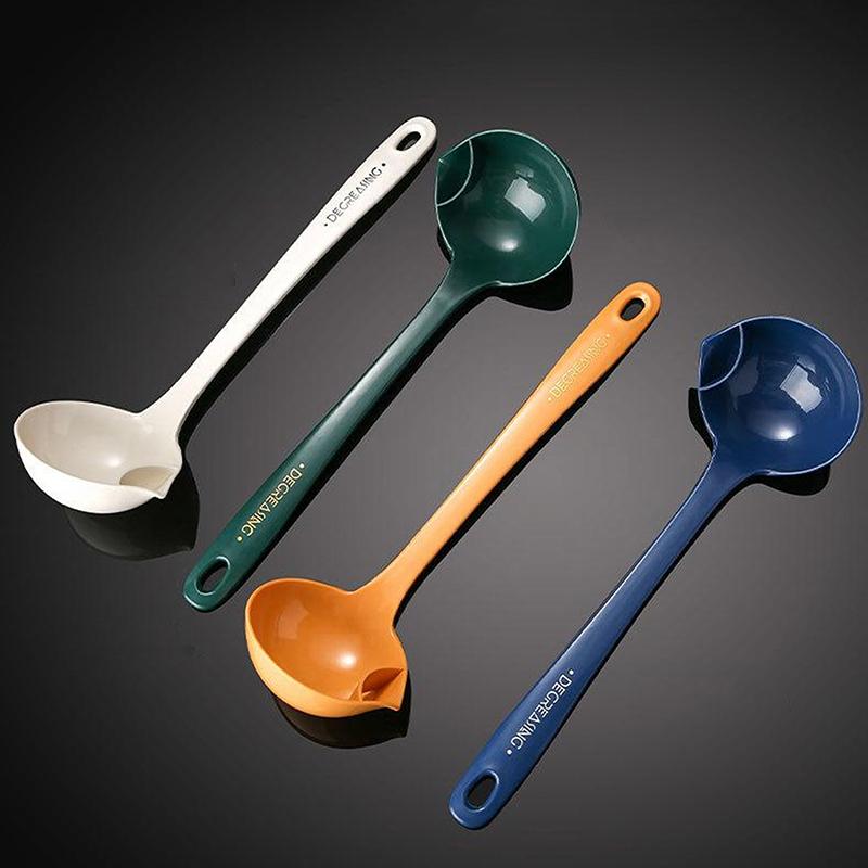 Langstieliger Küchenfilterlöffel, Sieb, Öl-Suppenabscheider, Esslöffel, kreatives Geschirr, Topf, Schaumlöffel, mit Löchern