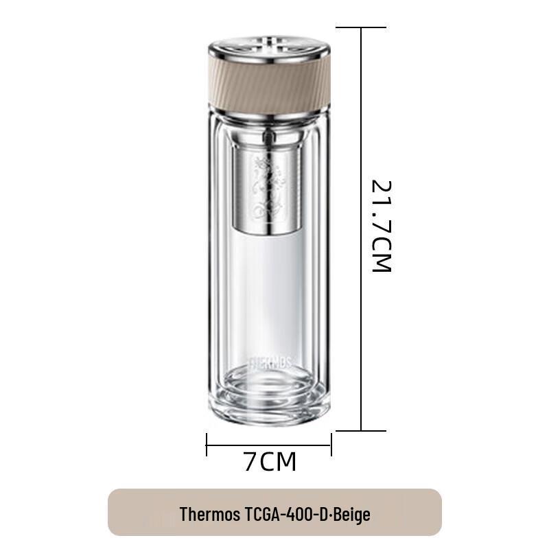 THERMOS 400ml Double-Layer Glass Tea Mug with Infuser
