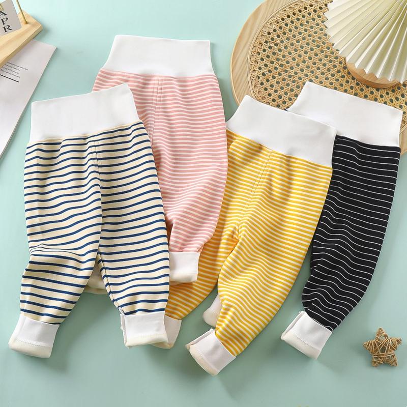 Newborn Infant Pants Thicken Keep Warm in Autumn Winter Baby Clothes Boy Girl Striped Leggings Kids Unisex Trousers