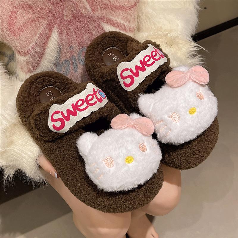 

Мультяшные милые тапочки-шлепанцы с котиком Каем, женские, 2025, осенне-зимние, новые, на толстой подошве, нескользящие, для дома, с закрытым носком, хлопковые тапочки 40 темно-коричневого