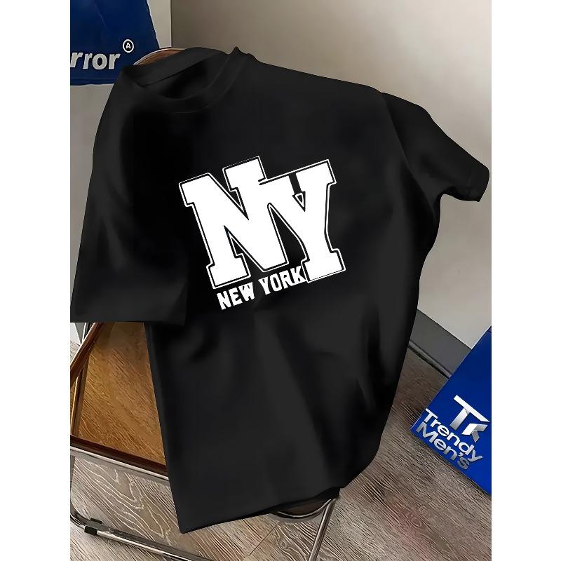 Men'S NYC-Inspired "NY" Graphic T-Shirt - Green Casual Summer Tee with Print, Round Neck, Breathable Fabric, Casual Attire, Everyday | Comfortable Fit