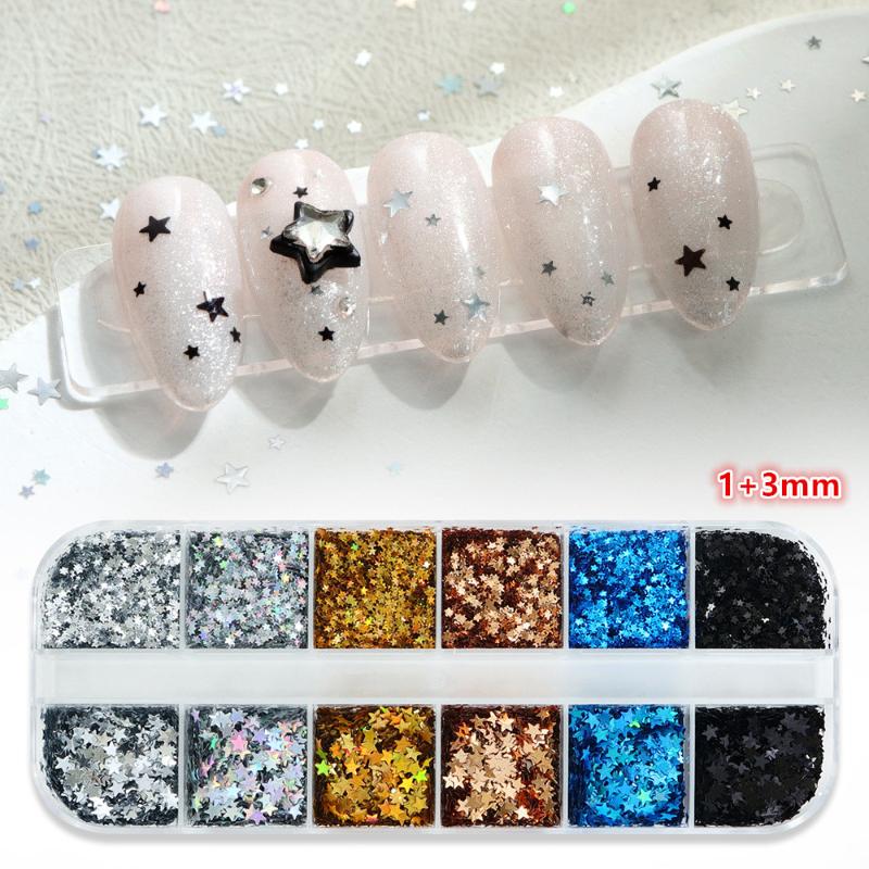 Mini Sparkling Heart Nail Glitter Sparkling Pentagram Nail Decoration Nail Salon Design Cute Accessories Diy Nail Art Design