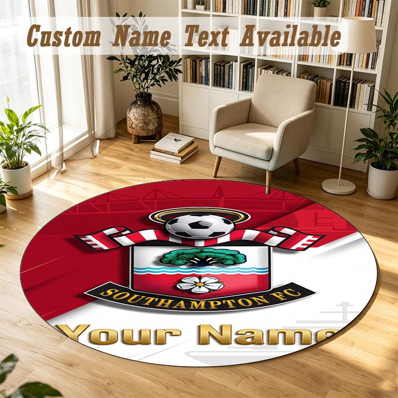 Round Rug Custom NameSouthampton FC Pattern Non Slip Carpet Home Floor Decor