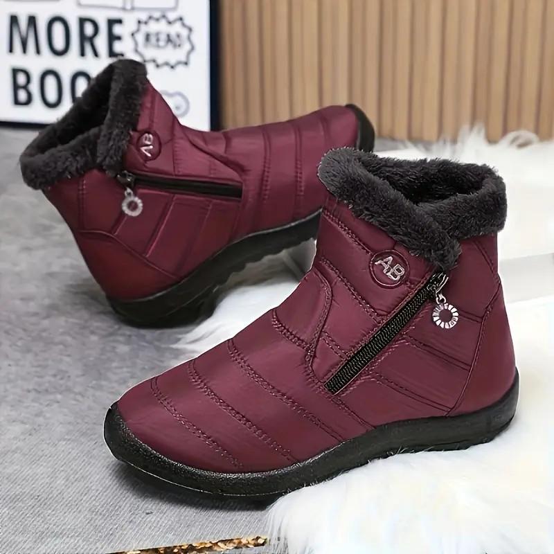 Fashion Women's Plus Size Winter Snow Boots Comfort Faux Fur Lined Warm Cotton Shoes Zipper Thick Sole Waterproof Ankle Botas Mujer 2025