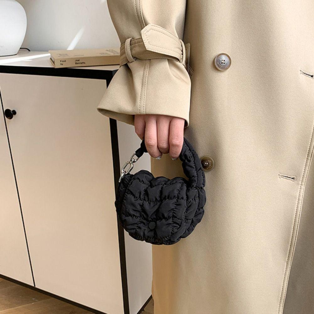 Quilted Cloud Pleated Coin Purse Solid Color Bag Pendant Fashion Card Bag  Travel