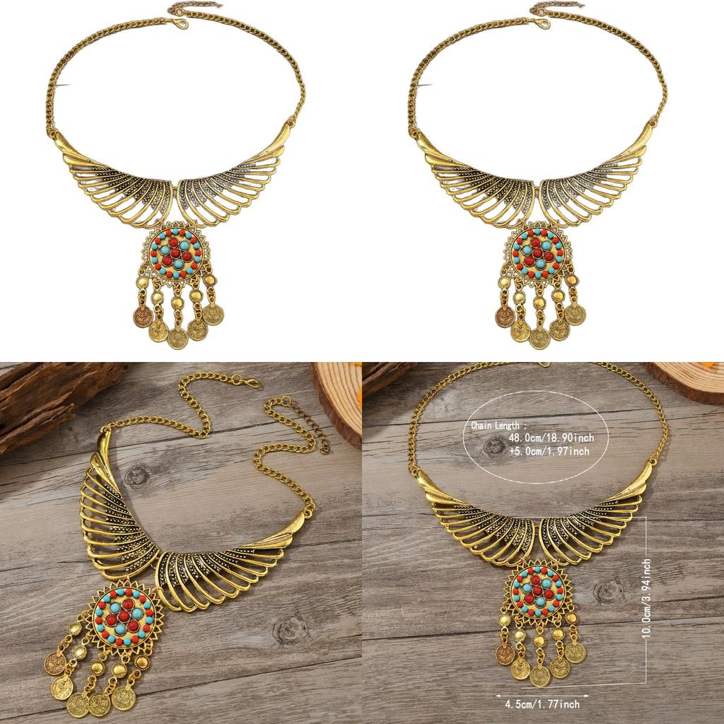 Retro Boho Chic Angel Wing Necklace With Alloy Pendant And Multilayer Chain For Unisex Style