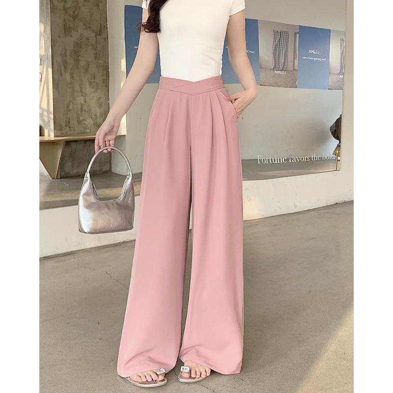 2026 Spring Plus Size High-Waisted Straight Leg Draping Casual Wide Leg Pants for Women