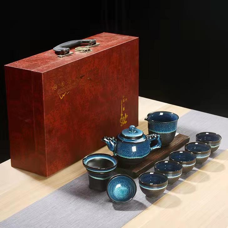 Side Handle Kettle Kung Fu Tea Set Gift Box for Clients Creative Annual Meeting Event Gift Souvenir with Logo