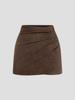 2025 Suede Plush Solid Bodycon Irregular Mini Skirt - Autumn/Winter, Women's Fashion
