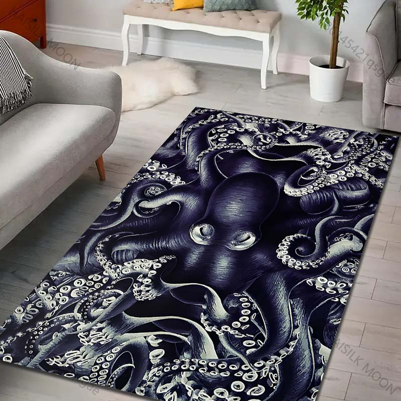 Multiple Sizes Octopus with Entwined Tentacles Carpet for Living Room Bedroom Sofa Home Decor Rug Non-slip Floor Mat Luxury Gift
