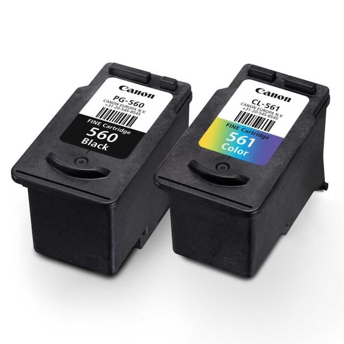 Canon pack de 2 cartouches d'encre pg-560 / cl-561 noir + couleur