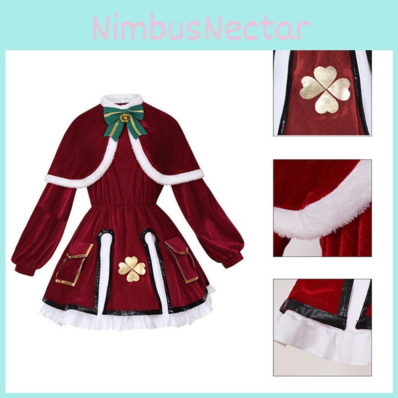 Klee Christmas Cosplay Costume Set For Anime Fans Velvet Fabric Cute And Sweet Style