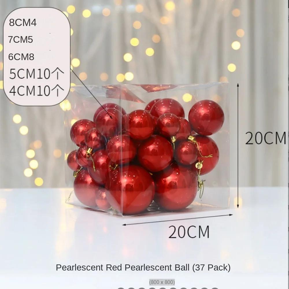 Fashion 37pcs Christmas Ball Pearl Color 4/5/6/7/8cm Christmas Pendant Gift Crafts DIY Hanging Ornament Ball Outdoor