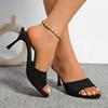 Sandales Stiletto Velours à Talons Hauts à Bride Unique pour Femmes - Grande Taille - Été 2026