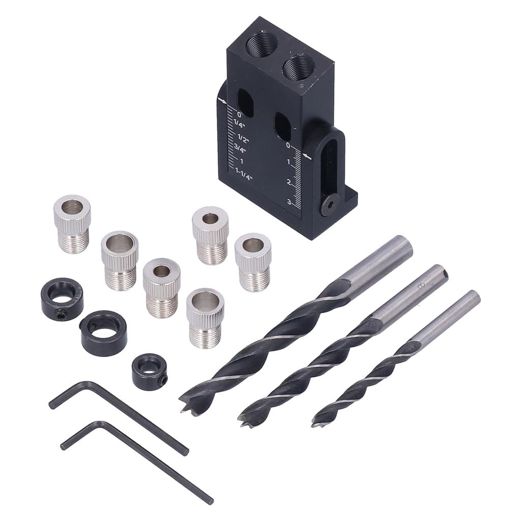 Schräglochbohrer 15 Grad Taschenschräglochbohrlehre Set Holzbearbeitungspositionierer mit Bohrern