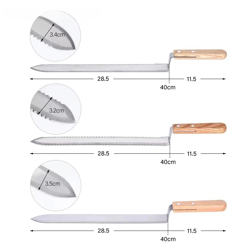 Coltello da Taglio Miele con Manico in Legno Lama in Acciaio Inossidabile Strumento per Apicoltura Bocca Piatta Bordi Singoli e Doppi Denti tra Cui Scegliere