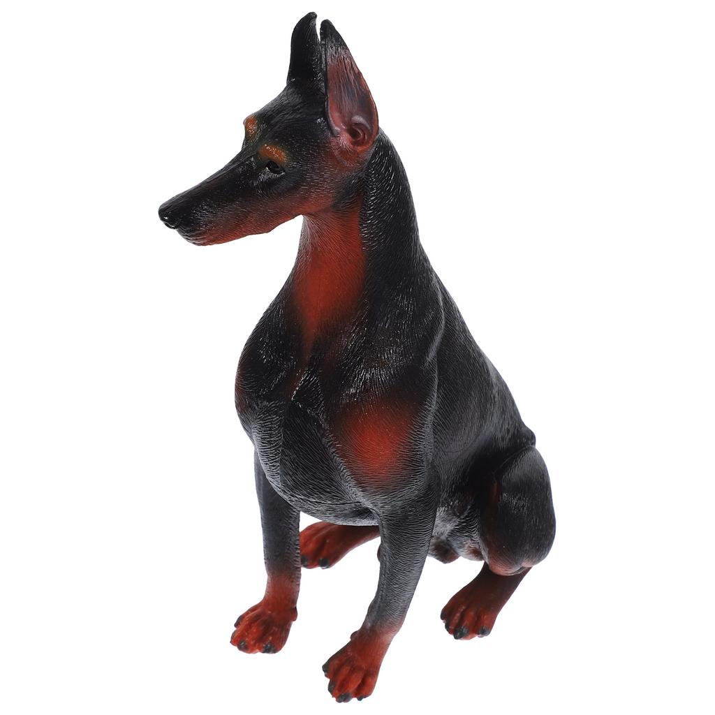 Realistic Simulation Doberman Dog Ornament Plastic Animal Decoration for Kids Room Nursery Home Desktop Vivid Lifelike Animal