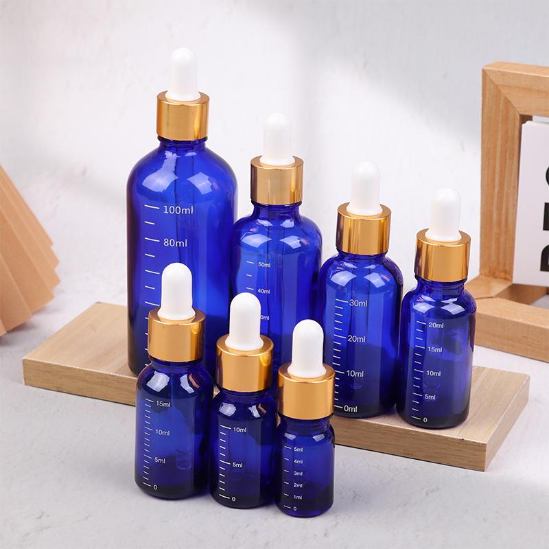 5 ml – 100 ml Tropfflaschen mit Skala, Reagenz, Augentropfen, blaues Glas, Aromatherapie-Flüssigkeitspipettenflasche, nachfüllbare Flaschen für unterwegs