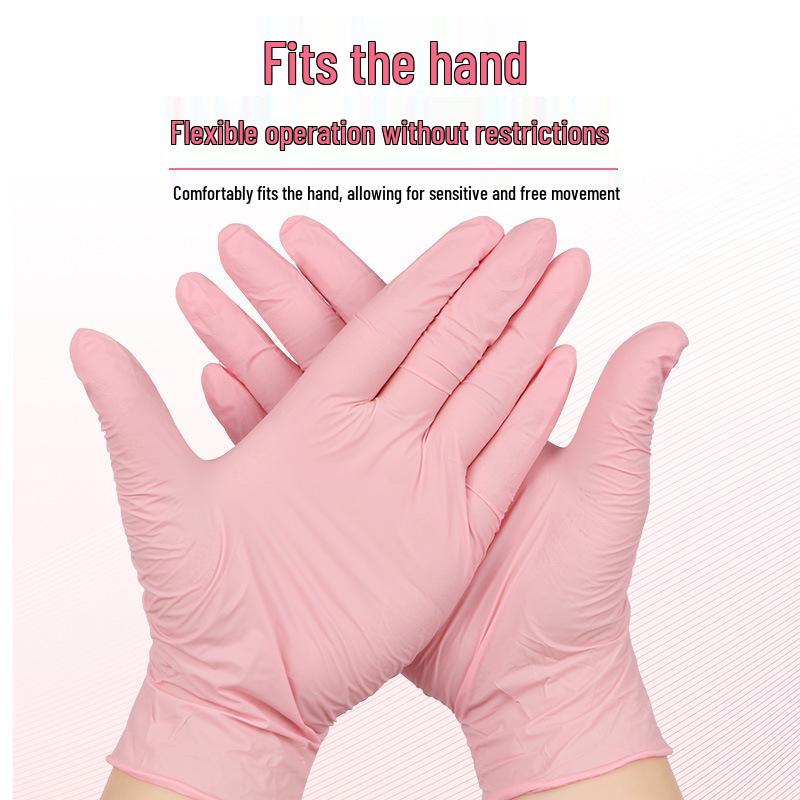 Disposable Pink Nitrile Gloves - Food Grade, Protective for Kitchen, Cleaning, and Housework