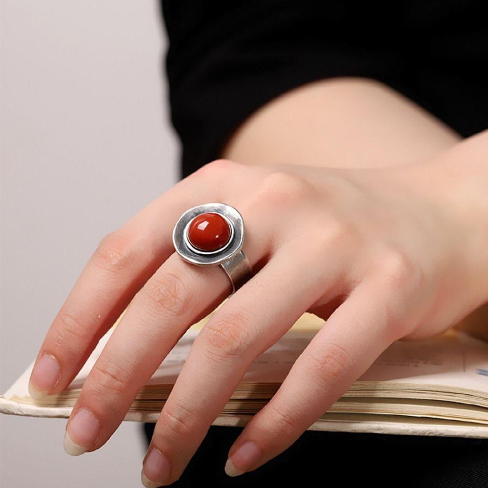 Tajskie Srebrne Pierścionki Etniczne Vintage Pierścionki na Palec Nowe Południowe Czerwone Pierścionki Prezent Impreza Anillos