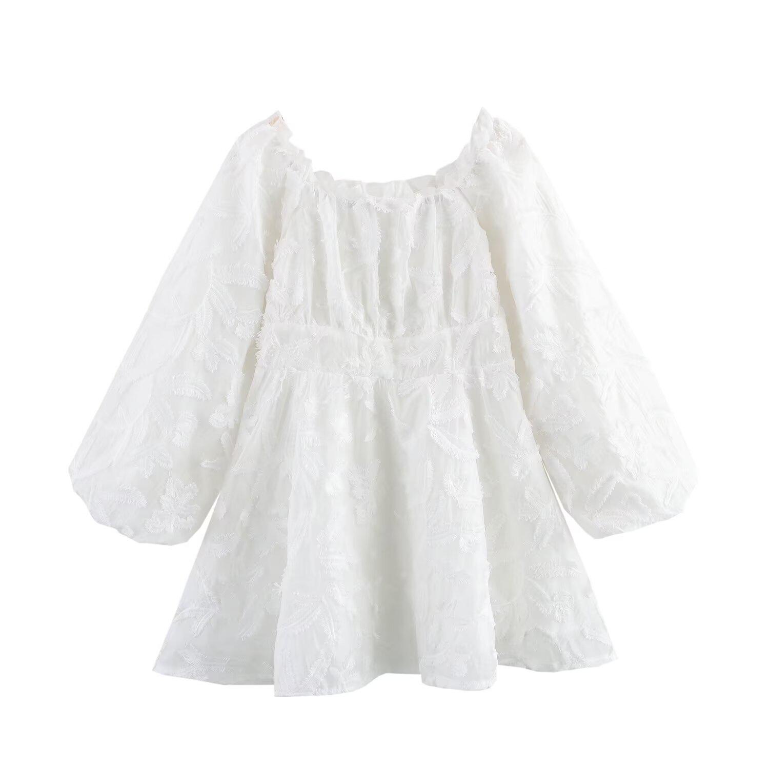 

Весеннее женское платье с вырезами и открытыми плечами 2025: Европейский и американский стиль моды Medium белый