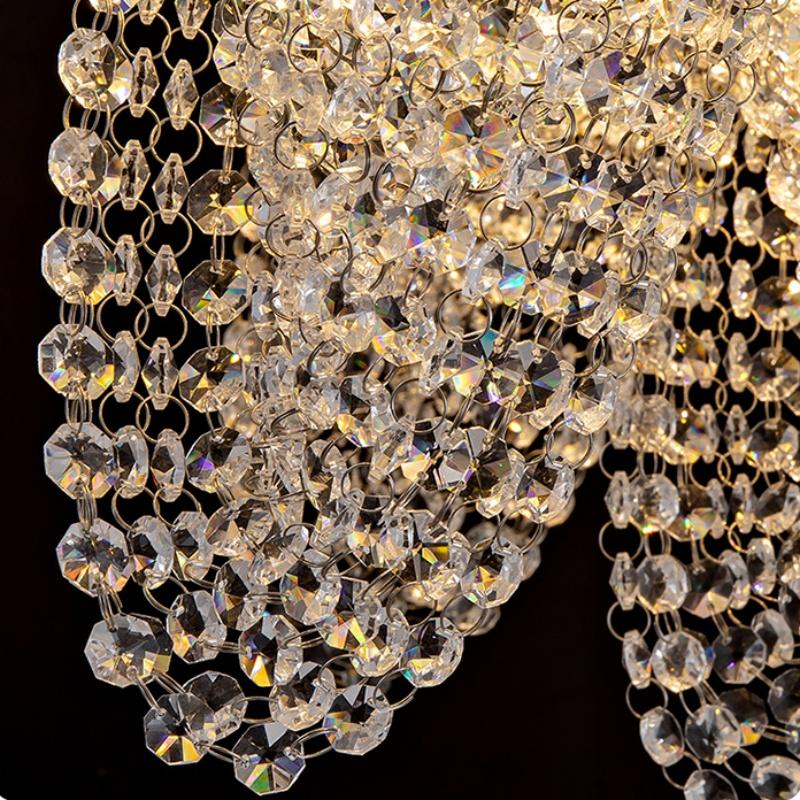 Lámpara de Araña de Cristal Cromado de Lujo Lámparas de Techo Led para Villa Sala de Estar Comedor Dormitorio Decoración del Hogar Posmoderna
