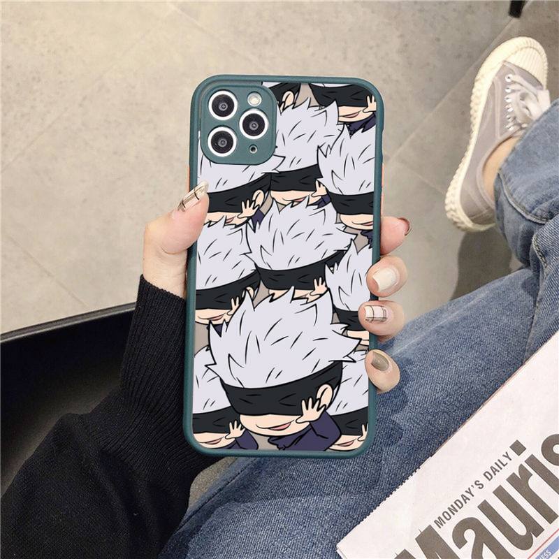 Couple Kawayi Jujutsu Kaisen Anime Phone Case for iPhone X XR XS 7 8 Plus 11 12 13 Pro MAX 13mini Translucent Matte Case