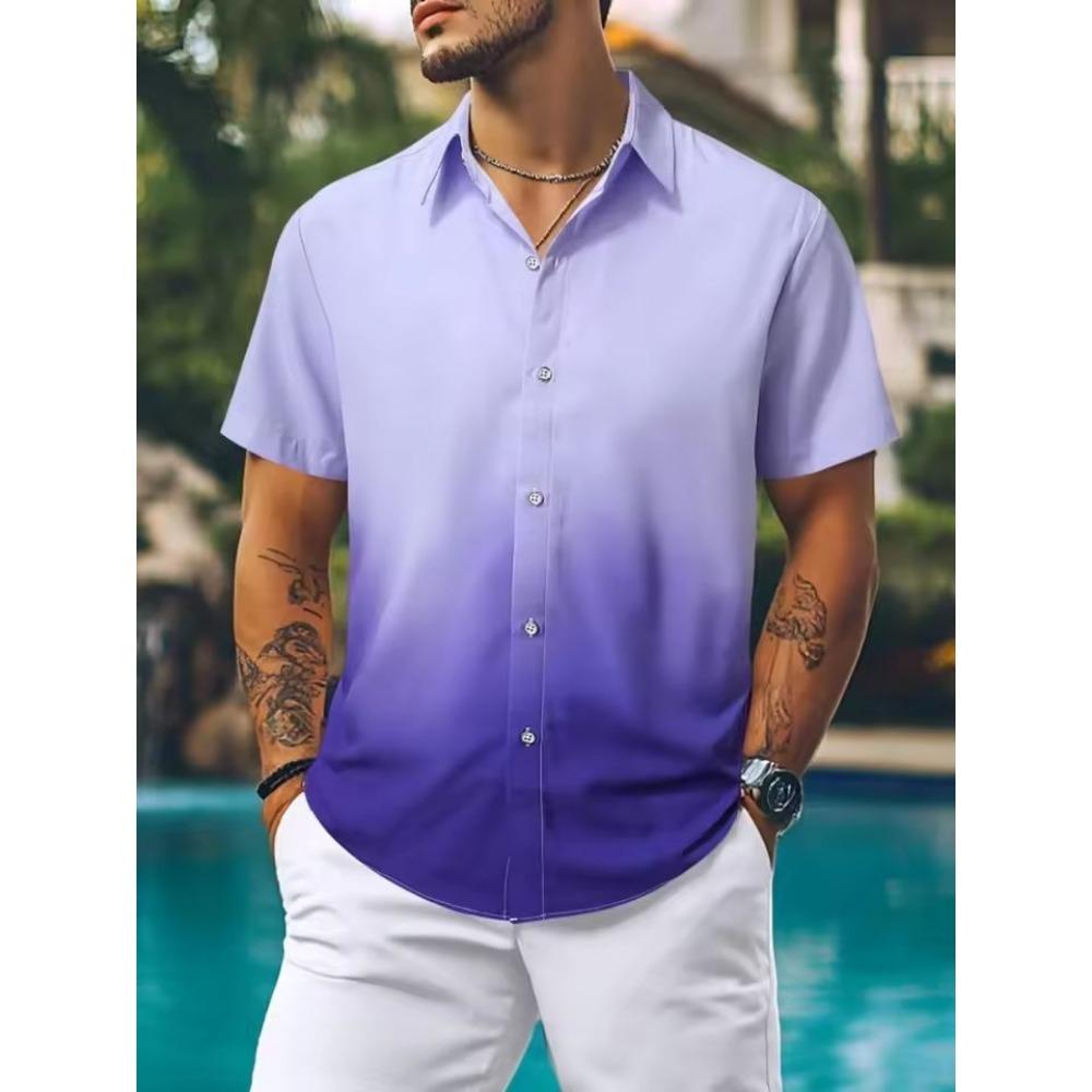 Pattern 3D Digital Printing Summer Beach Fashion Casual Men's Short Sleeve Daily Shirt Button Up Shirt Comfortable
