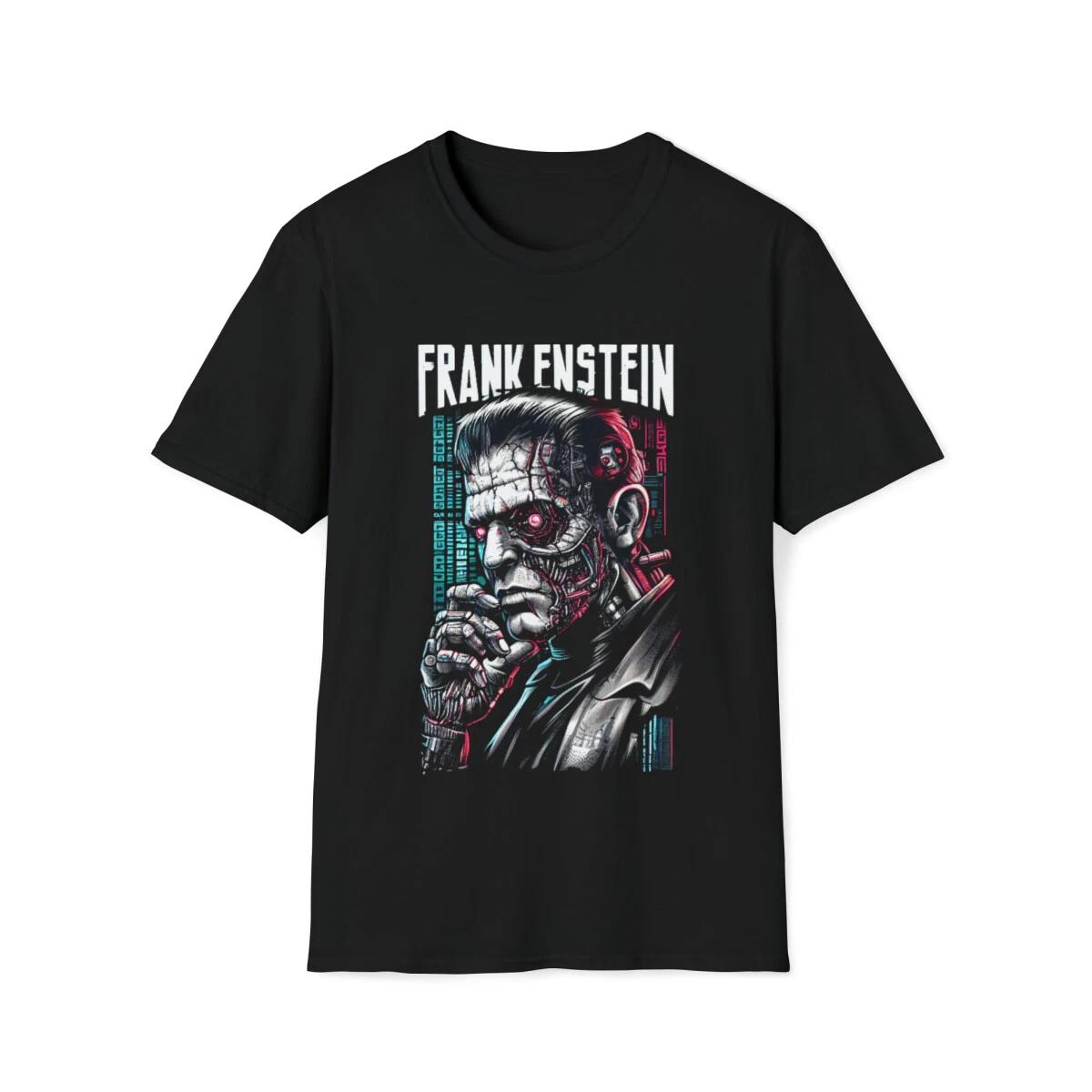 Cyberpunk Frankenstein T-Shirt - Where Science Meets the Digital Dark XL