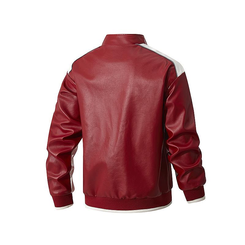 New Fattened Plus Size Leather Jacket Men's PU Leather Tooling Large Size Leather Jacket Men's Stand-Up Collar Locomotive Douyin Cross