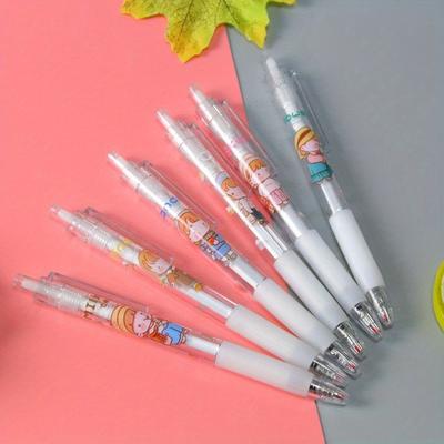 Atgal į mokyklą 10 vnt. 0,5 mm animacinių personažų formos ištraukiamas neutralus rašiklis, greitai džiūstantis studentų juodas raštinės reikmenų vandens pagrindo rašiklis, rašymas biure