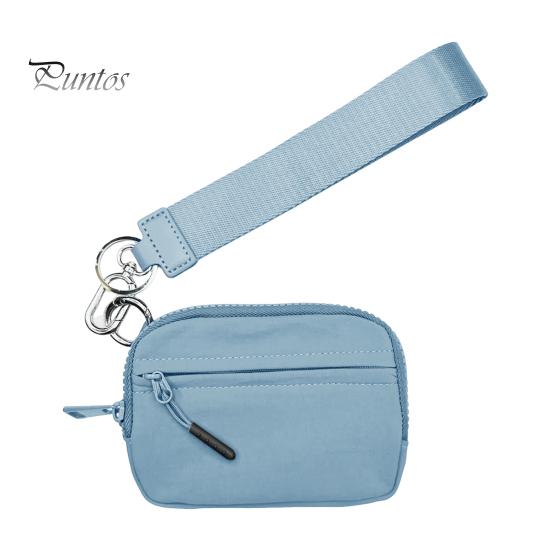 

Многофункциональная дамская сумочка-кошелек со съемным карабином, гладкая застежка-молния, легкий сменный чехол для телефона, помады, держатель для карт небесно-голубой
