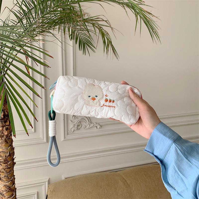 

Lovely Korean Style Embroidered Bunny Pouch Cosmetic Bag Zipper Closure StyleB