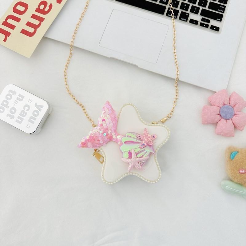 Adorable Cartoon Star Crossbody Bag For Kids Stylish Chain Strap Waterproof Pvc